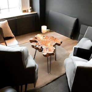 Live Edge Olive Wood Coffee Table: Handmade Rustic Accent Table