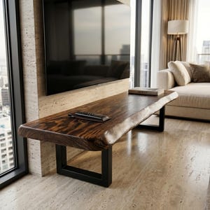 Live Edge Walnut TV Stand, Solid Wood Media Console, Rustic Entertainment Center