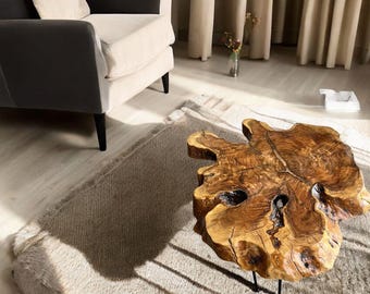 Live Edge Olive Wood Coffee Table Set: Rustic Farmhouse Decor