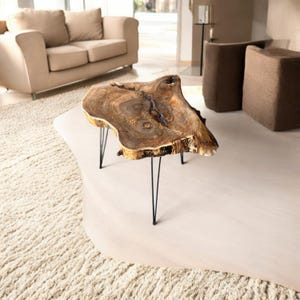 Live Edge Olive Wood Coffee Table: Handmade Rustic End Table