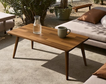 Walnut Coffee Table, Mid Century Modern Rectangle Table, Classic Wooden Coffee Table, Solid Walnut Wood Living Room Furniture