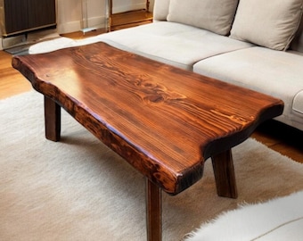 Handmade Reclaimed Wood Coffee Table, Live Edge Coffee Table, Rustic Wooden Coffee Table, Farmhouse Style Wood Table for Home Decor