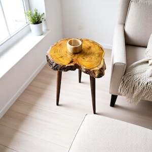 Live Edge Mulberry Wood Coffee Table: Round Rustic Farmhouse Decor