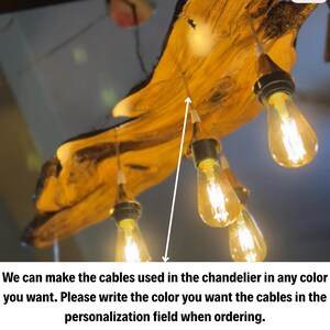 Olive Wood Rustic Chandelier, Handmade Live Edge Ceiling Lamp, Farmhouse Lighting Decor image 12