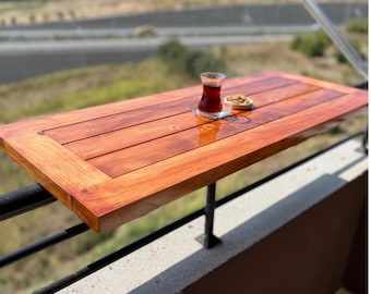 Walnut Balcony Bar Table: Wooden Outdoor Bistro, Patio Decor