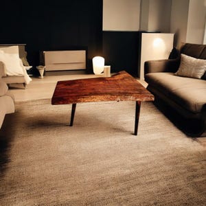 Live Edge Coffee Table, Handmade Solid Wood Table, Natural Wooden Centerpiece, Rustic Modern Wood Table for Living Room