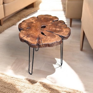 Live Edge Mulberry Wood Coffee Table: Round Rustic Home Decor