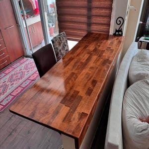 Walnut Bar Height Table: Wooden Kitchen Island, Wall Mounted Sofa Table