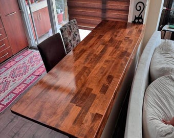 Walnut Bar Height Table: Wooden Kitchen Island, Wall Mounted Sofa Table