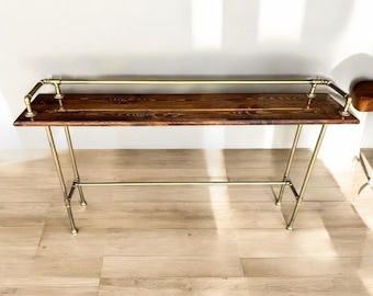 Live Edge Bar Height Table, Handmade Industrial Style Pub Table