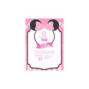 Minnie Maus Geburtstagspostkarten-Paket, Festliche Einladungen zum 1. Geburtstag, Lustige Partygeschenke, Kinderfeier, Umschläge inklusive