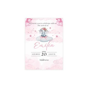 Leuke babyshower-ansichtkaartenbundels met enveloppen, feestuitnodigingen, aangepaste wenskaarten, aankondigingen van nieuwe aankomsten, leuke wolken