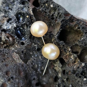 Minimalist Pearl Stud Earrings, Sterling Silver Classic Cream color Studs