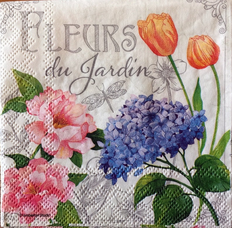 Decoupage Napkins Decor #221 25 cm 9,5 inches for Decoupage 2 Single Paper Napkins Paper-Craft and Collage