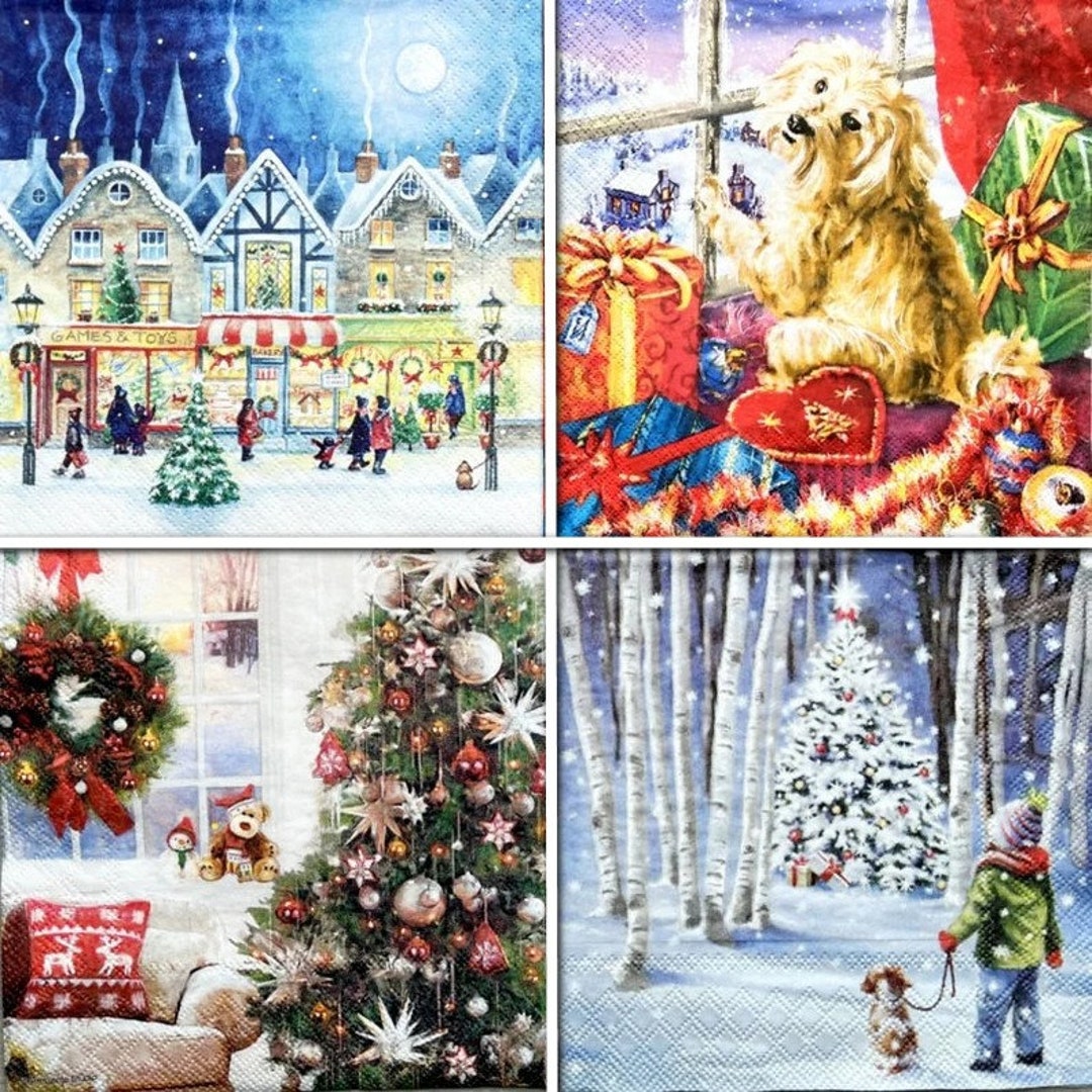 Christmas decorative frame decoupage paper napkins – Decoupage Paper Online  Shop