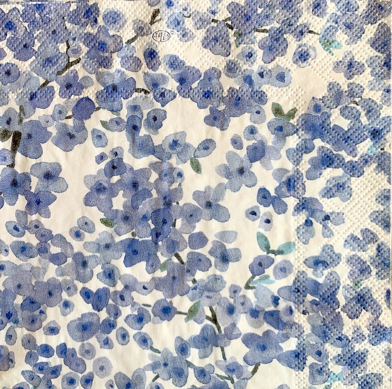 MERYL with blue Paper-Craft and Collage for Decoupage 2 Single Paper Napkins Decor #617-1 13 inches Decoupage Napkins 33 cm
