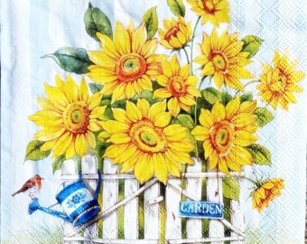 BUY 4 get 2 FREE 25cm x 2 Paper Napkins for Decoupage Crafts Sunflowers 