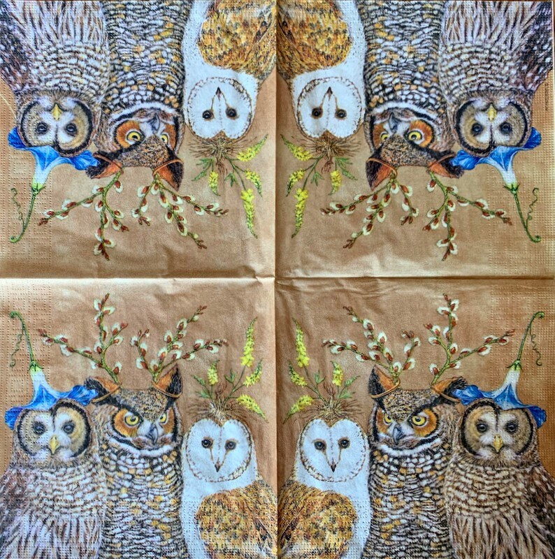 for Decoupage Decor #105-1 13 inches Decoupage Napkins 2 Single Paper Napkins Paper-Craft and Collage 33 cm
