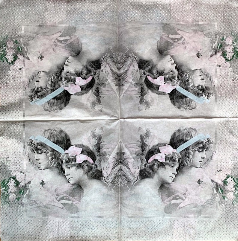 Paper-Craft and Collage Vintage Design Decoupage Napkins for Decoupage 33 cm Decor #510-1 13 inches 2 Single Paper Napkins