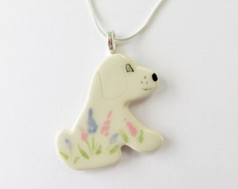 Dog Lover’s Pendant, Puppy Pendant, Art Jewelry, Ceramic Dog Necklace, Dog Lover’s Gift, Pottery Dog Pendant, Stoneware Puppy necklace