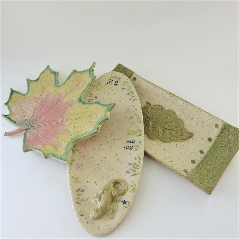 hors d/'oeuvres plate Small Leaf Platter Hand Crafter Pottery Plate Tapas Tray Small Leaf Tray