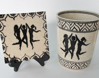 Dancing Women Stoneware Tile