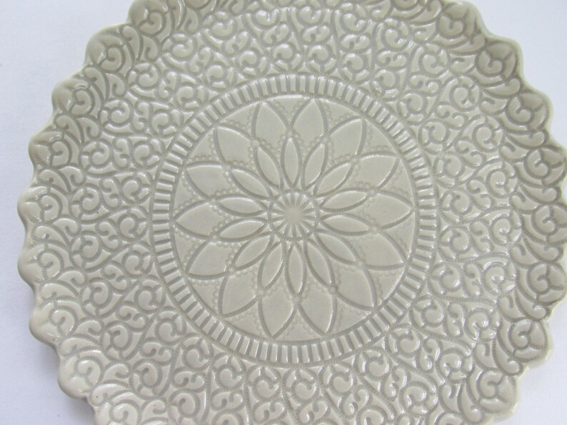 hand crafted decor trinket dish Ceramic Ring Dish Desk Dish tea light holder Jewelry Dish teacher gift Light Silvery Gray Ring Dish
