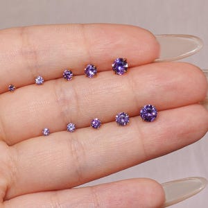 Titanium Purple Color Zircon Stud Earrings Flat Back Earrings Helix Earring • Tragus Earring • Cartilage Earring Nose Ring Gift for Her