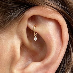 20G/18G/16G Titanium Dangle Huggies Hoop •Custom Drop Earrings • Cartilage Hoop • Helix Conch Septum Jewelry • Rook Piercing • Gift for Her