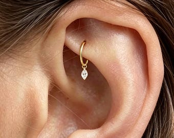 Orecchini a cerchio pendenti in titanio 20G/18G/16G • Orecchini pendenti personalizzati • Orecchini a cerchio per cartilagine • Gioielli per elica, conchiglia e setto • Piercing a rook • Regalo per lei