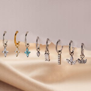 20G/18G /16G Titanium Dangle Huggies Hoop •Custom Drop Earrings • Cartilage Hoop • Helix Conch Septum Jewelry • Rook Piercing • Gift for Her