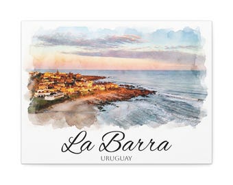 La Barra Uruguay Watercolor Canvas | Coastal Landscape Wall Art