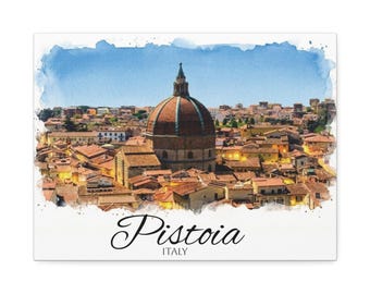 Pistoia Italy Watercolor Canvas | Landscape Tuscan Wall Art | Italian Decor | European Travel Art | Canvas Print by Palettes & Passports