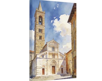 Pistoia Italy Watercolor Canvas Print | Tuscany Travel Wall Art