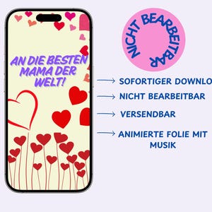 An die beste Mama der Welt digital E-Card zum Muttertag herunterladbar, versendbar, NICHT editierbar, animiert mit Musik für Mobiltelefone