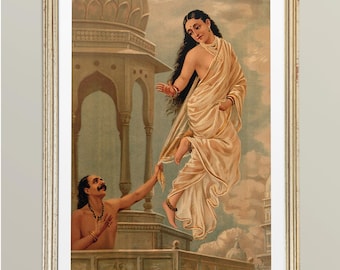 Pururavas and Urvashi Vintage Indian Art Print: Raja Ravi Varma (Digital Download)