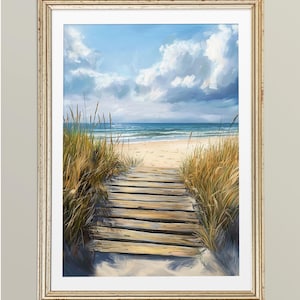 Beach Path To Sea Art PRINTABLE Sea Coastal Landscape Wallart Painting Summer Beach Holiday Home Decor Ocean Print Seascape Digital Download