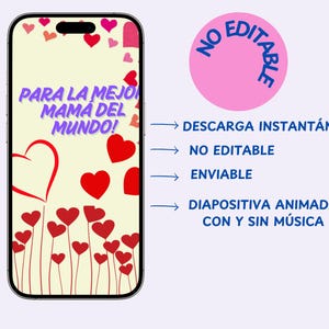 Para la mejor mamá del mundo TARJETA ELECTRÓNICA animada musical NO modifiable y enviable para el Día de la Madre, para teléfonos móviles