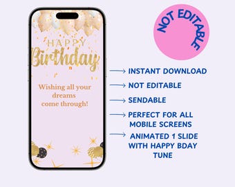 Animated Happy Birthday E-card with Baloons: Sendable Mobile Video (Digital Download)