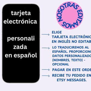 Tarjeta Digital Personalizada en Español Traducida al Español para enviar a amigos y familiares por mensaje móvil, correo electrónico