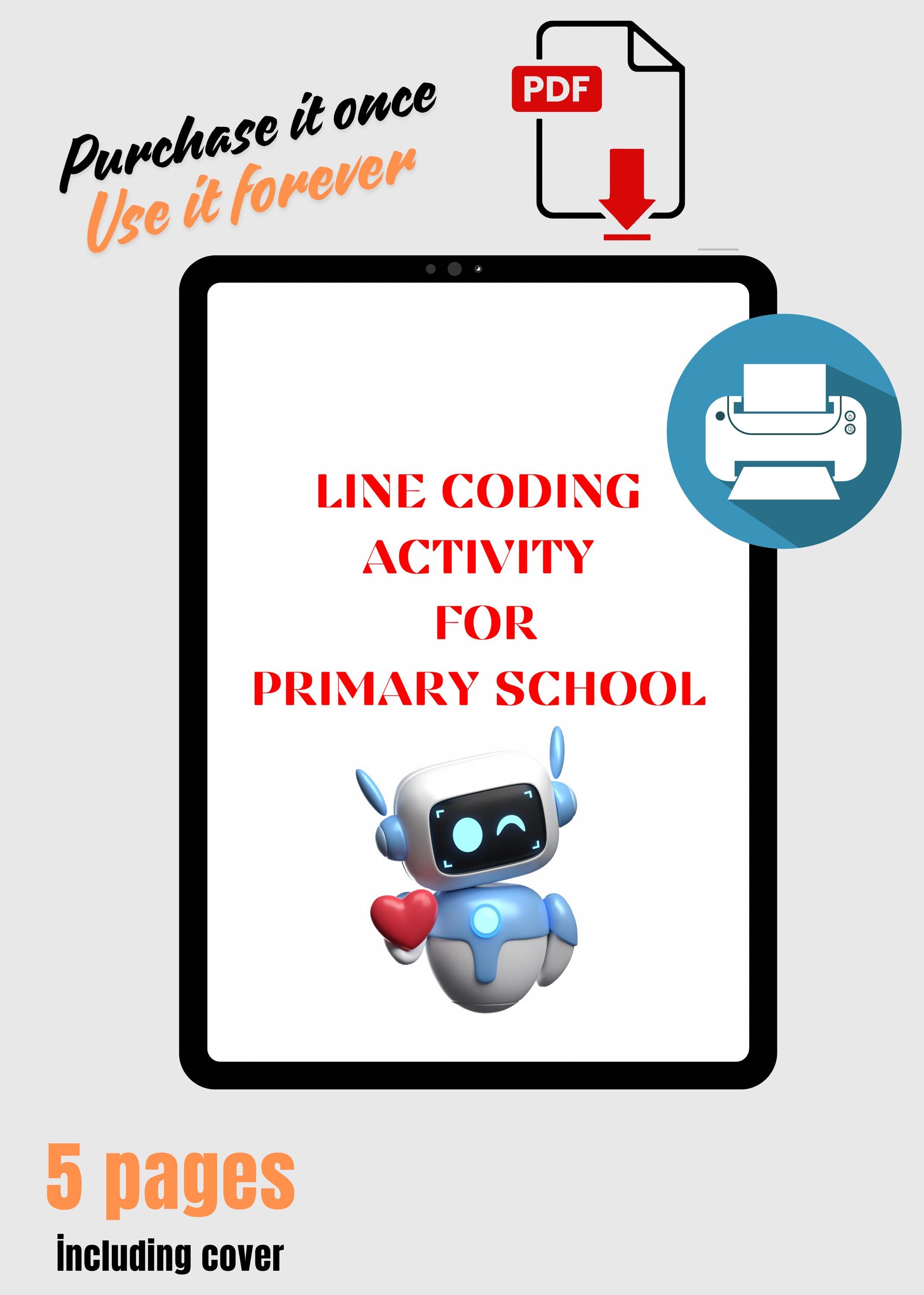 Line Coding Activity Worksheet for Primary School (digital Download) - Etsy