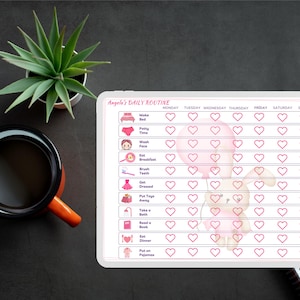 pink customizable daily routine template, 3 pdf, One of them pdf file for just print,other pdf file contains template link for edit in canva
