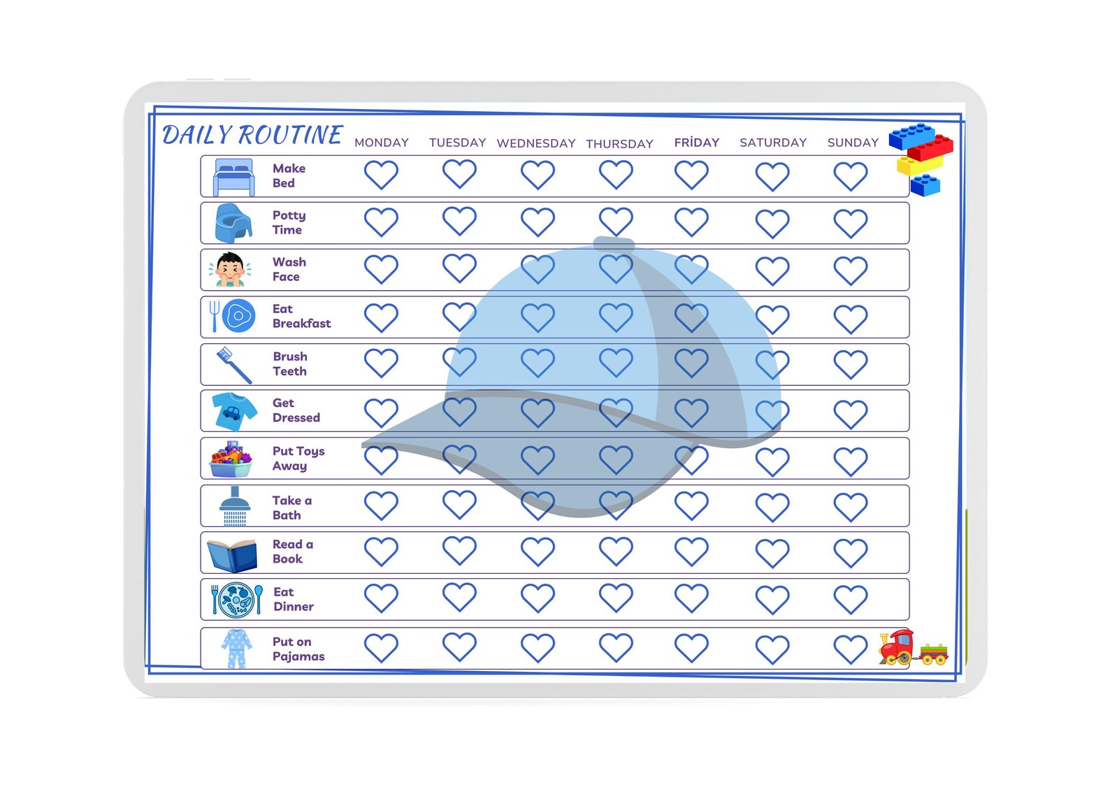 Blue Daily Routine Chart: Customizable Canva Template (PDF) - Etsy