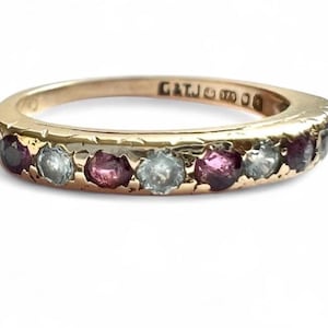 Ruby & Cubic Zirconia - 9ct Gold - Vintage Eternity Ring - Sophisticated Elegance