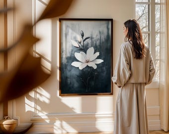 Modern Minimalist Art Beige Black Flower Abstract Art Set of 2, Botanical Neutral Gallery Wall, Flower Wall Art Gallery Set
