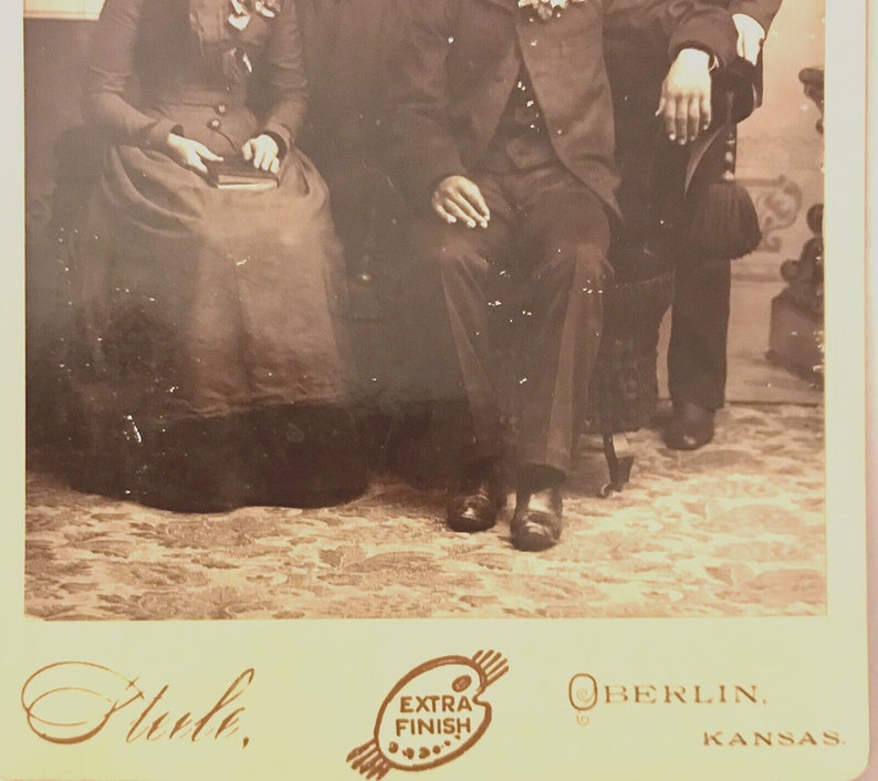 Antique Photo Cabinet Card Two Couples Possible Wedding Oberlin Kansas 1890's image 3