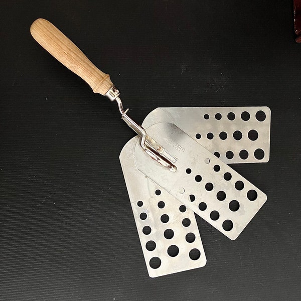 Expandable Metal Spatula Triple 3 Blade Stainless Steel USA Wood Handle Vintage