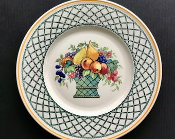 Vintage Villeroy & Boch Salad Plate BASKET OF FRUIT Vitro-Porcelain Germany 8-1/2"
