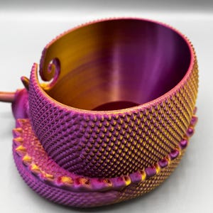 Sleeping Dragon Yarn Bowl 3D printed in ECO friendly PLA With Tool Holder Gold Pink