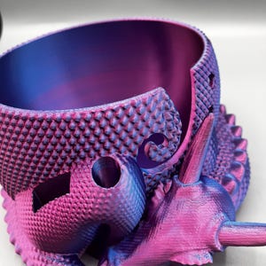 Sleeping Dragon Yarn Bowl 3D printed in ECO friendly PLA With Tool Holder Pink Blue